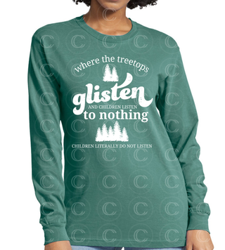 Comfort Colors Light Green Adult Unisex Heavyweight Long Sleeve, Where the Tree Tops Glisten, Christmas (Copy)