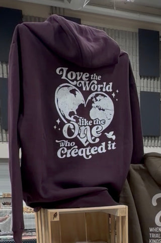 Love the World Like the One Who Created It Adult Unisex Heavyweight Hoodie, Christian, Faith