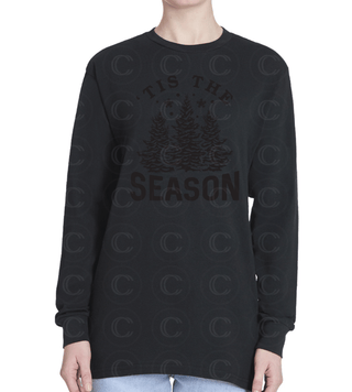 Tis The Season, Christmas Unisex Heavyweight Long Sleeve Tee